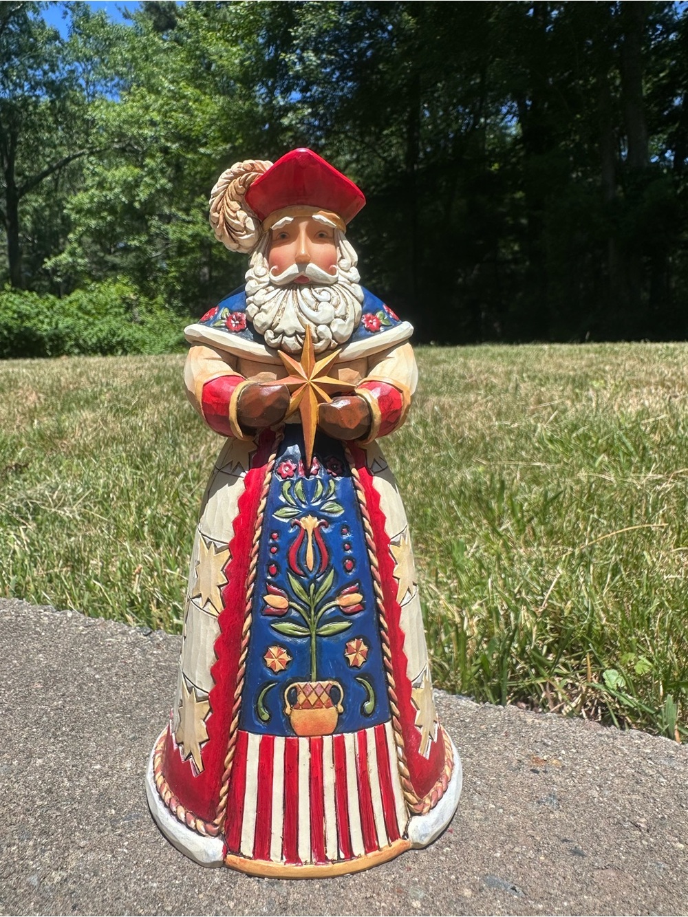 Jim Shore Patriotic Red, Blue, Cream & Gold Santa Figurine